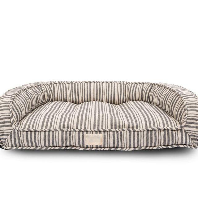 Harry Barker Striped Lounger Pet Bed, Slate Gray, Large