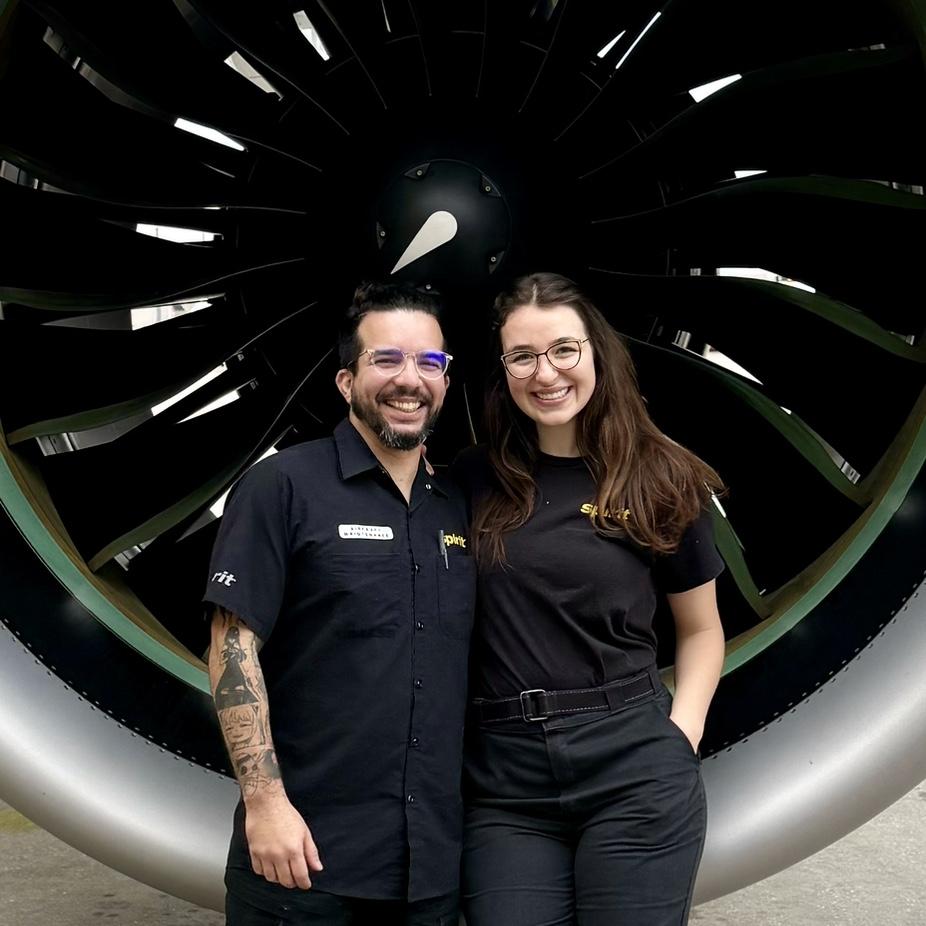 Dre and Gabby met as aircraft mechanics in February of 2023. Gabby was impressed but Dre’s extensive knowledge and capability, and Dre just thought Gabby was cute ☺️
