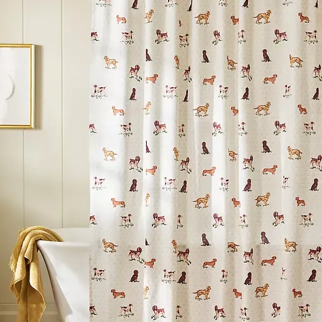 The Printed Cotton Slub Shower Curtain Collection