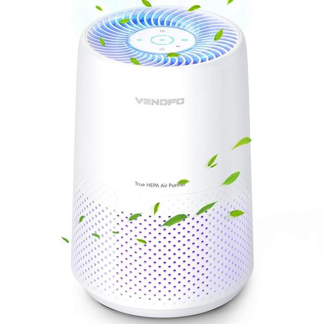 Air Purifiers for Bedroom, H13 HEPA Air Purifiers - Covers Up to 1074 ft² - 24dB Ultra-Quiet Sleep Mode, 360° Outlet Air Cleaner, Perfect for Home, Pets (White)