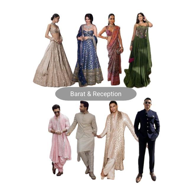 Optional: Outfit change for the reception. We suggest light colors for the day time Pheras.