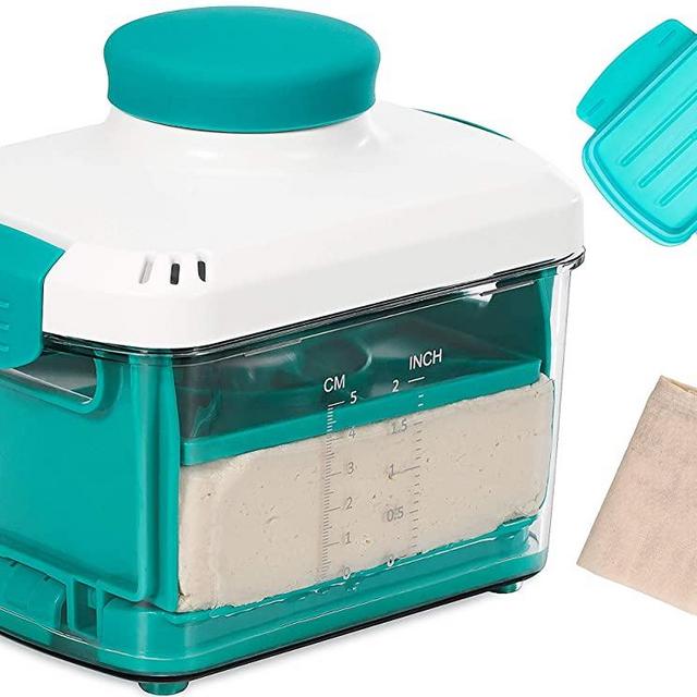 NOYA Adjustable Tofu Press with Cheesecloth - Vegan Tofu Presser to Speed up Removing Water from Silken, Firm, and Extra Firm Tofu in 10-30mins without Crack - BPA Free