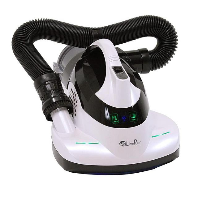 LivePure Ultramite UV HEPA Allergen Vacuum & Fabric Sanitizer Effectively Removes Dust Mites, Bacteria, Viruses on Bedding, Mattress, Furniture, Upholstery, White