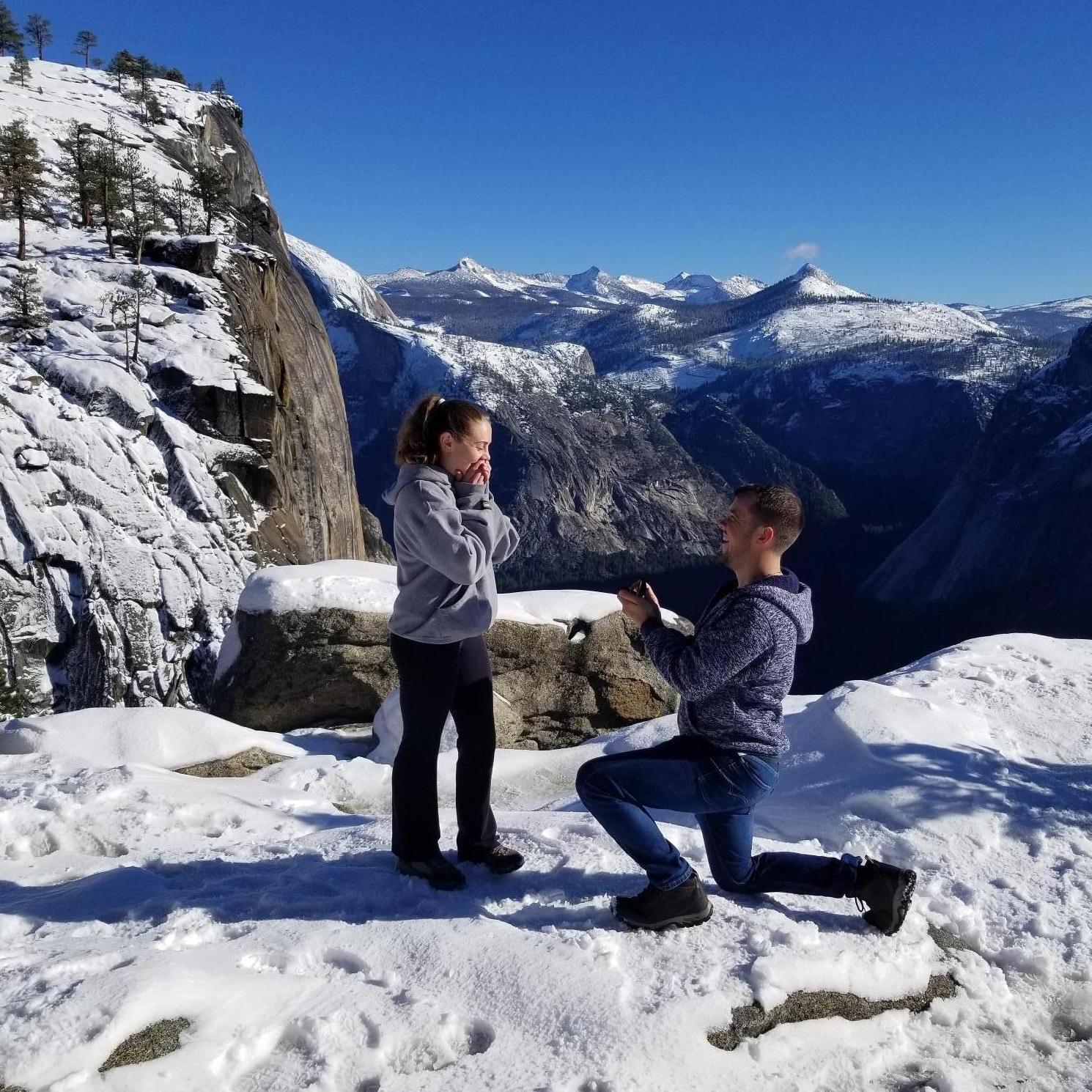 Darren proposed at the top of Yosemite Falls