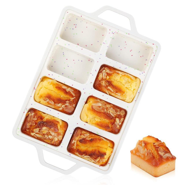 AOTASO 1 Pc Mini Loaf Pans Silicone, Nonstick Small Bread Pans for Baking, Tiny Meatloaf Pan with Metal Reinforced Frame 8 Cavity (Cream)