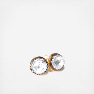 Crown Bezel Stud Earrings