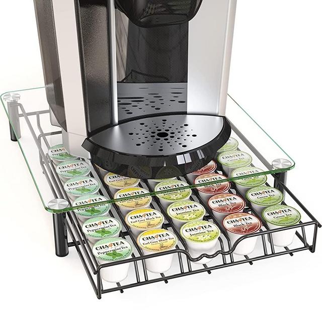 DecoBros Glass K-Cup Storage Drawer, Black