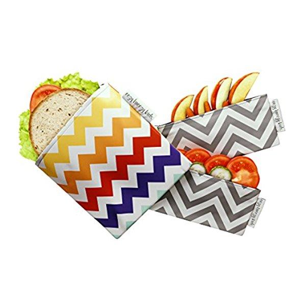 The Original Snack & Sandwich Bags. Reusable and Multipurpose Cloth Bags. Washable, Food Safe, Environmentally Friendly (Multi Color Chevron)