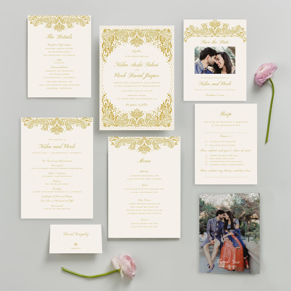 Taneja Portrait | Linen | Zola Wedding Invitations