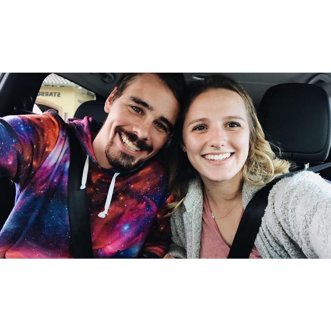 Our first photo together. We were on our way to Santa Cruz for a weekend so that Michael could get the approval from Mariah!