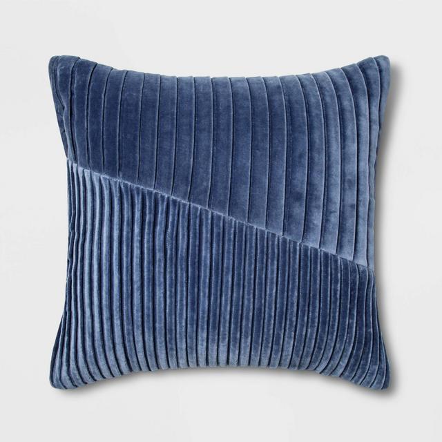 Square Pleated Velvet Pillow Blue - Project 62™