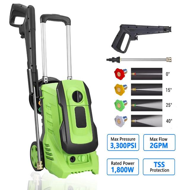 SKONYON 3300 PSI 2.0 GPM Electric Pressure Washer with Pressure Hose Green