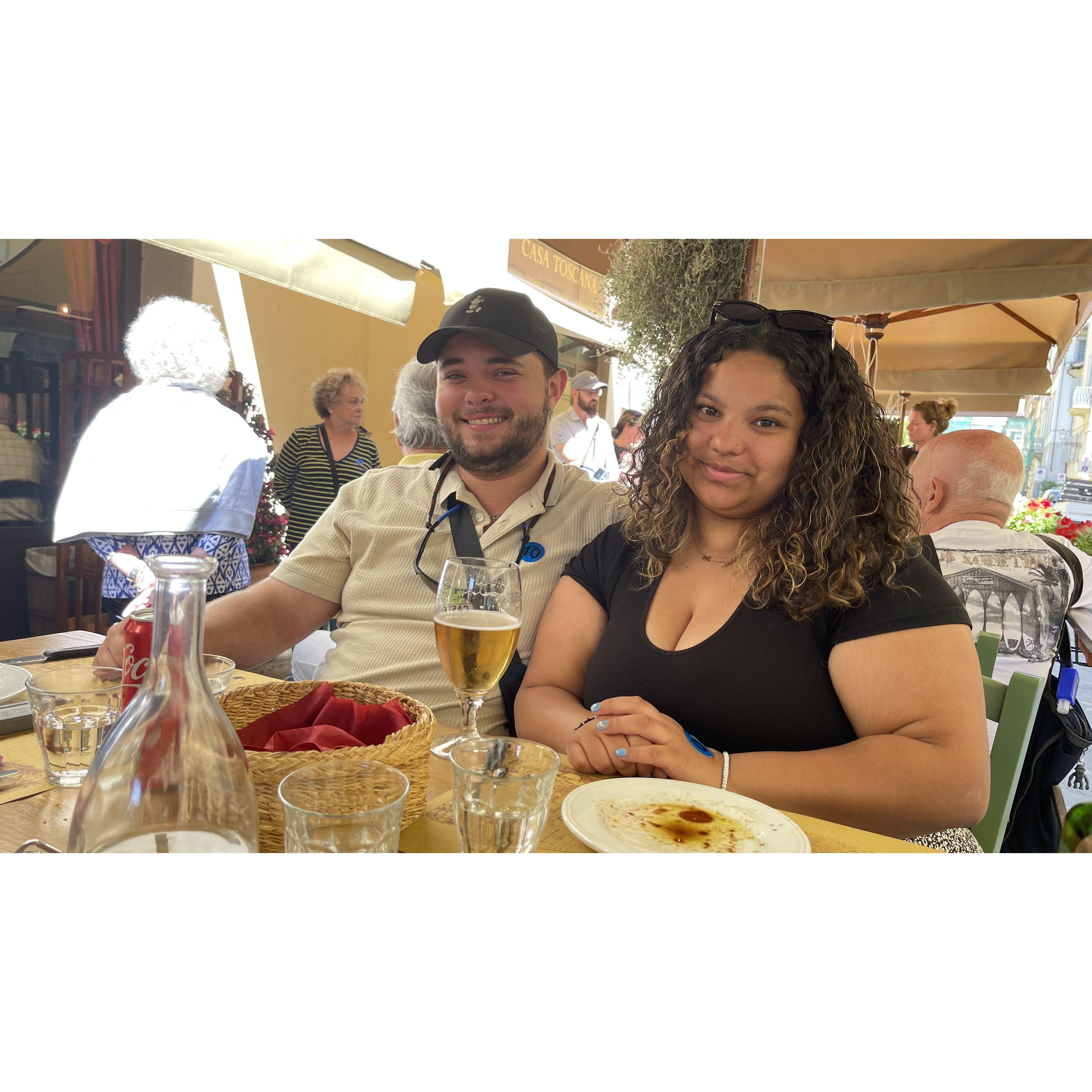 Having lunch near the Piazza Santa Croce in Florence, Italy