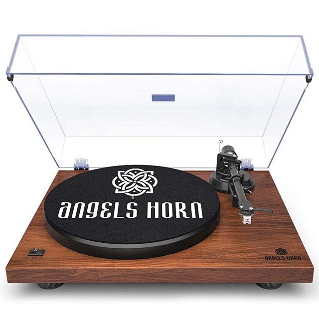 ANGELS HORN Vinyl Turntable Record Player, Built-in 2-Speed Phono Preamp and Belt Drive for Vinyl Records- AT-3600L (Walnut Wood)