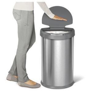 Simplehuman studio 45 Liter Semi-Round Sensor Trash Can, Stainless Steel - Gray Plastic Lid