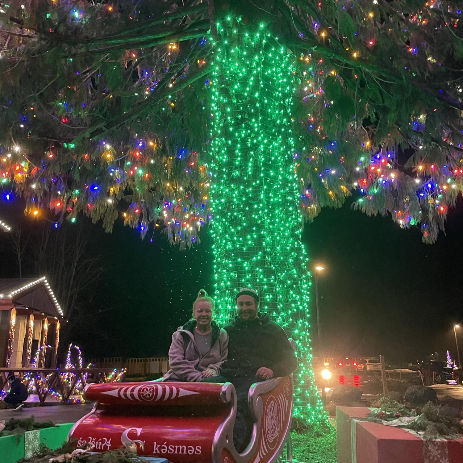 Courtney had to get a photo in Santa’s sleigh