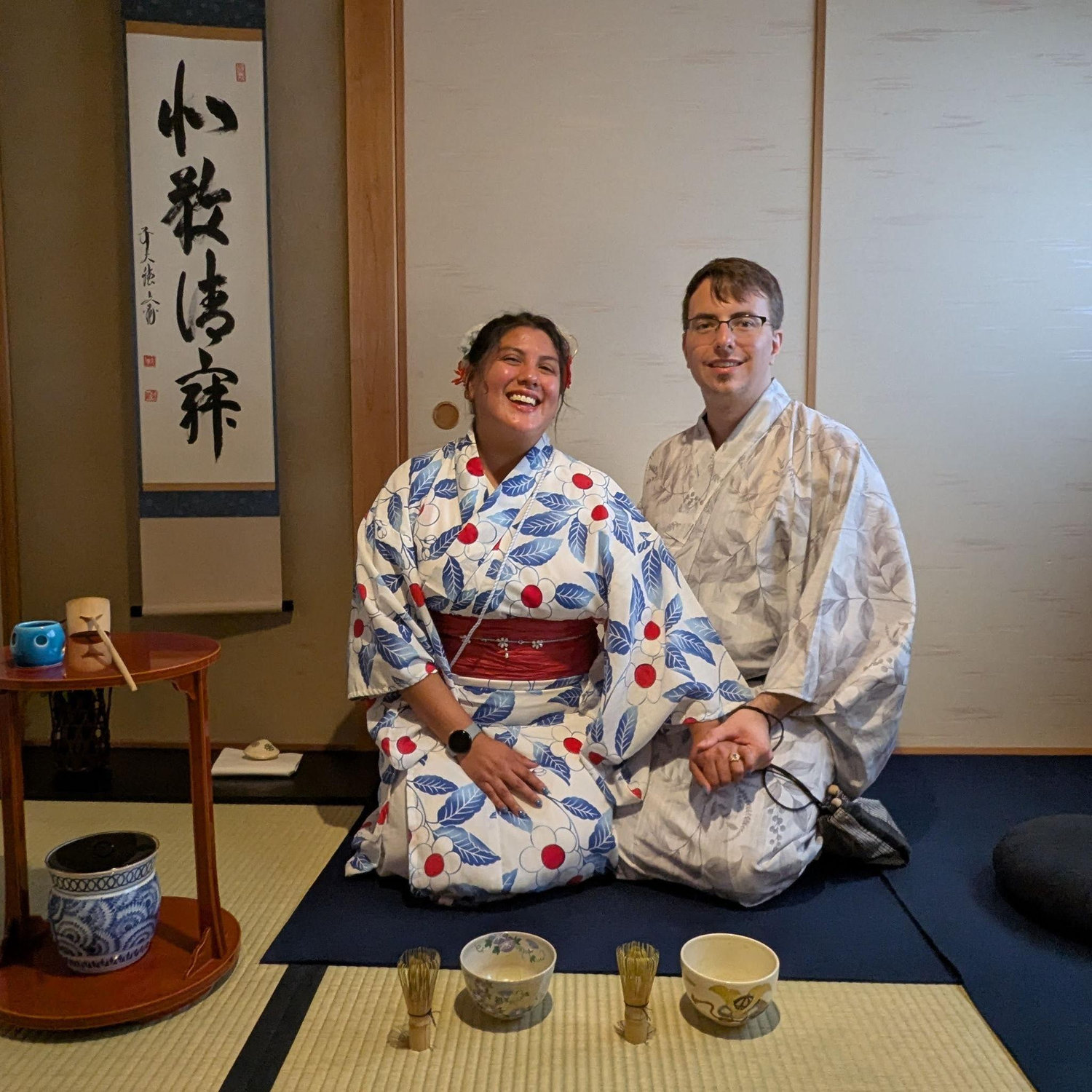 At a tea ceremony just recently engaged.