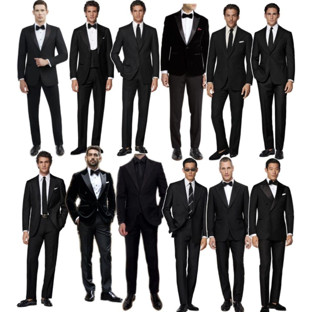 Men should wear a black suit or tuxedo. Keep it classic and simple for an elegant evening look.