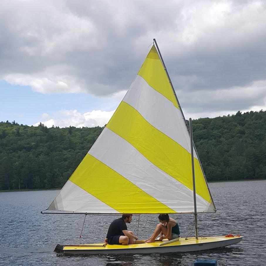 Bobby teaching Jill how to sail. Stocker Pond, 7/29/18