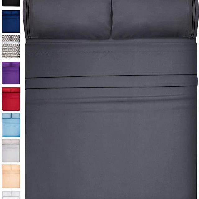 Extra Deep Pocket Sheets Set Microfiber Sheet Set Bed Sheet Sets Microfiber Sheets Microfiber Bed Sheets - Cooling Sheets Cooling Bed Sheets Extra Deep Sheets Super Soft Sheets King Size, Dark Gray