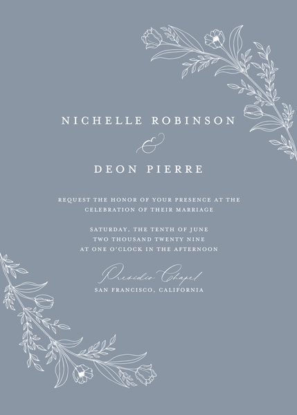 Seraphine Portrait | Periwinkle Gray | Zola Wedding Invitations