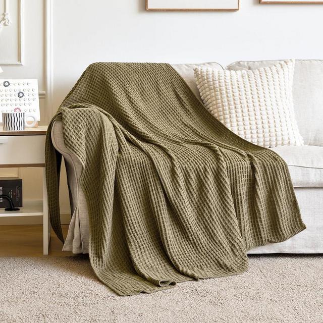 Xuyier Cozy Cable Knit Throw Blankets for Couch, Waffle Fall Farmhouse Blanket for Sofa Bed Living Room, Lightweight Warm Decorative Blankets Woven Knitted Travel Throw Blanket 50"X60"