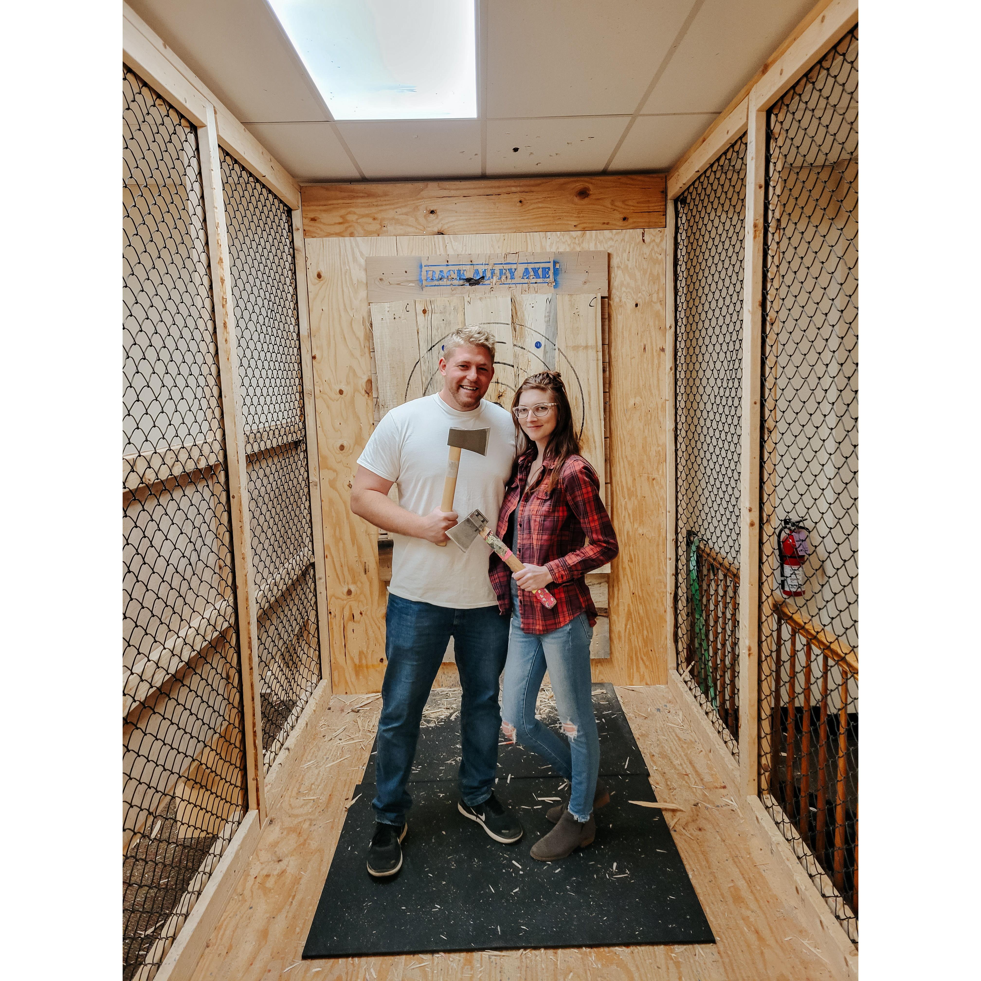 Our first axe throwing date