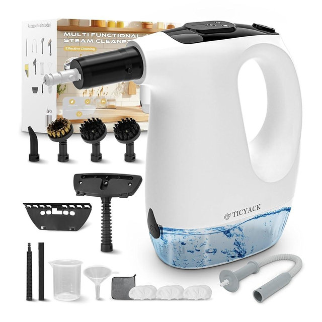 TICYACK Handheld Steam Cleaner, 15S Rapid Heating, 3 Adjustable Modes, 14 Cleaning Kits, Steam Cleaner for Home, Kitchen, Bathroom, Car(White)