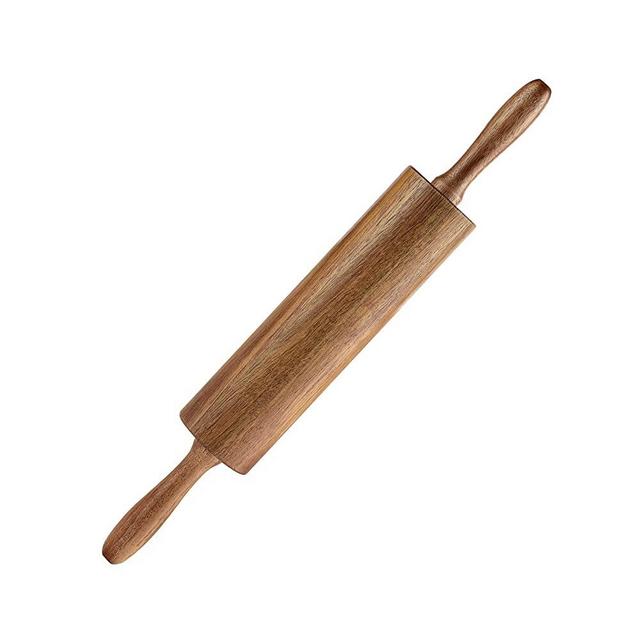 KITEISCAT Acacia Wooden Rolling Pin for Baking- Durable, Non-Stick Dough Roller with Handles- 17 Inches Long Baking Rolling Pin for Pizza, Fondant, Crust, Cookie & More- Classic Pastry Rolling Pin