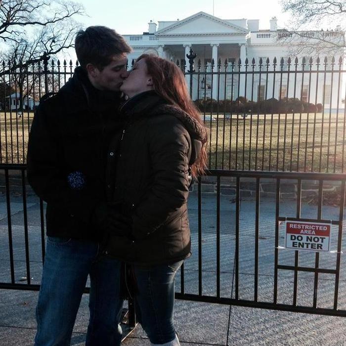 Funny story. Some elderly man nearby us at the White House told us to pose and kiss for good luck. If only he knew some 6 years later we would be getting married - looks like he was right!