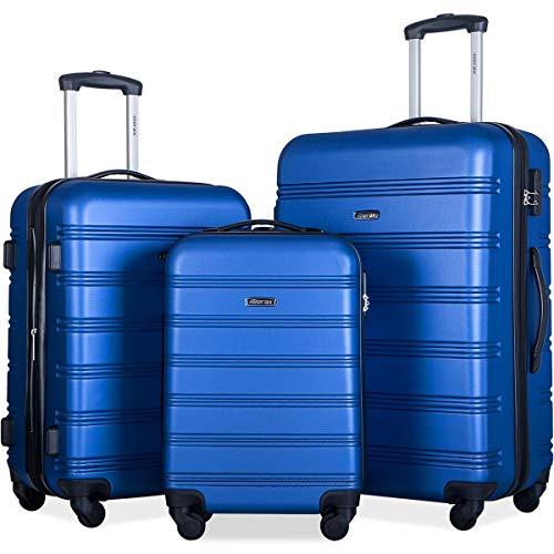 Merax 3 Pcs Luggage Set Expandable Hardside Lightweight Spinner Suitcase with TSA Lock [Upgraded Version] (Blue2019)