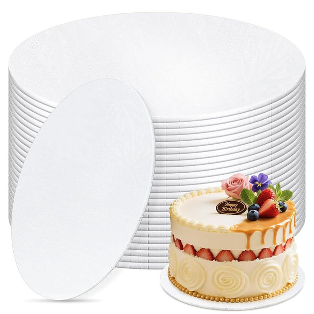 12 PCS Cake Boards 10 Inch Round, 10 Inch Cake Drums, 1/4" Thick Cake Drum, Cake Board Food Grade Cake Base, White Cake Cardboard Circles Bases para Pasteles for Wedding & Party & Pizza Desserts
