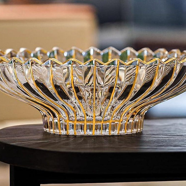 MAGCOLOR Hand-painted Gold Decorative Bowl-12 inch Diameter, Fruit Bowl, Kitchen Table Centerpiece, Home Decor. (Gold)