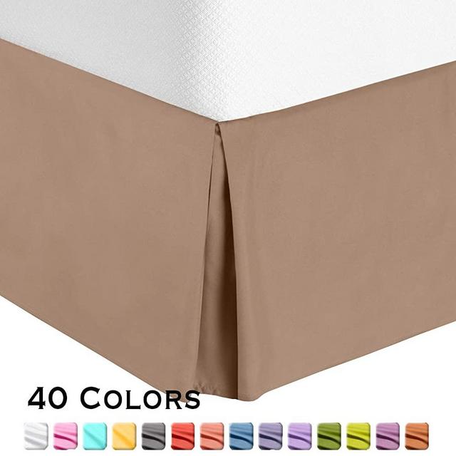 Nestl Bedding Bed Skirt - Soft Double Brushed Premium Microfiber Dust Ruffle - Luxury Pleated Dust Ruffle, Hotel Quality Sleek Modern Bed Skirt, Easy Fit with 14 in Tailored Drop, Queen, Taupe