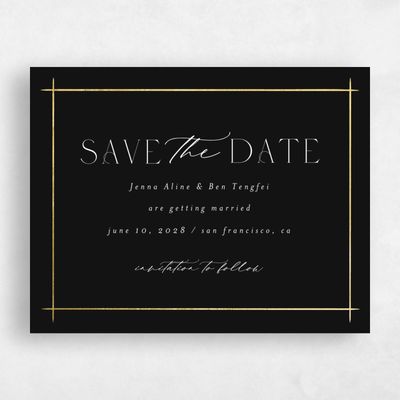 Black Wedding Save the Date - Mecca Landscape Foil
