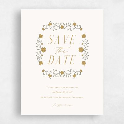 Dijon, Beige Wedding Save the Date - Moira Portrait