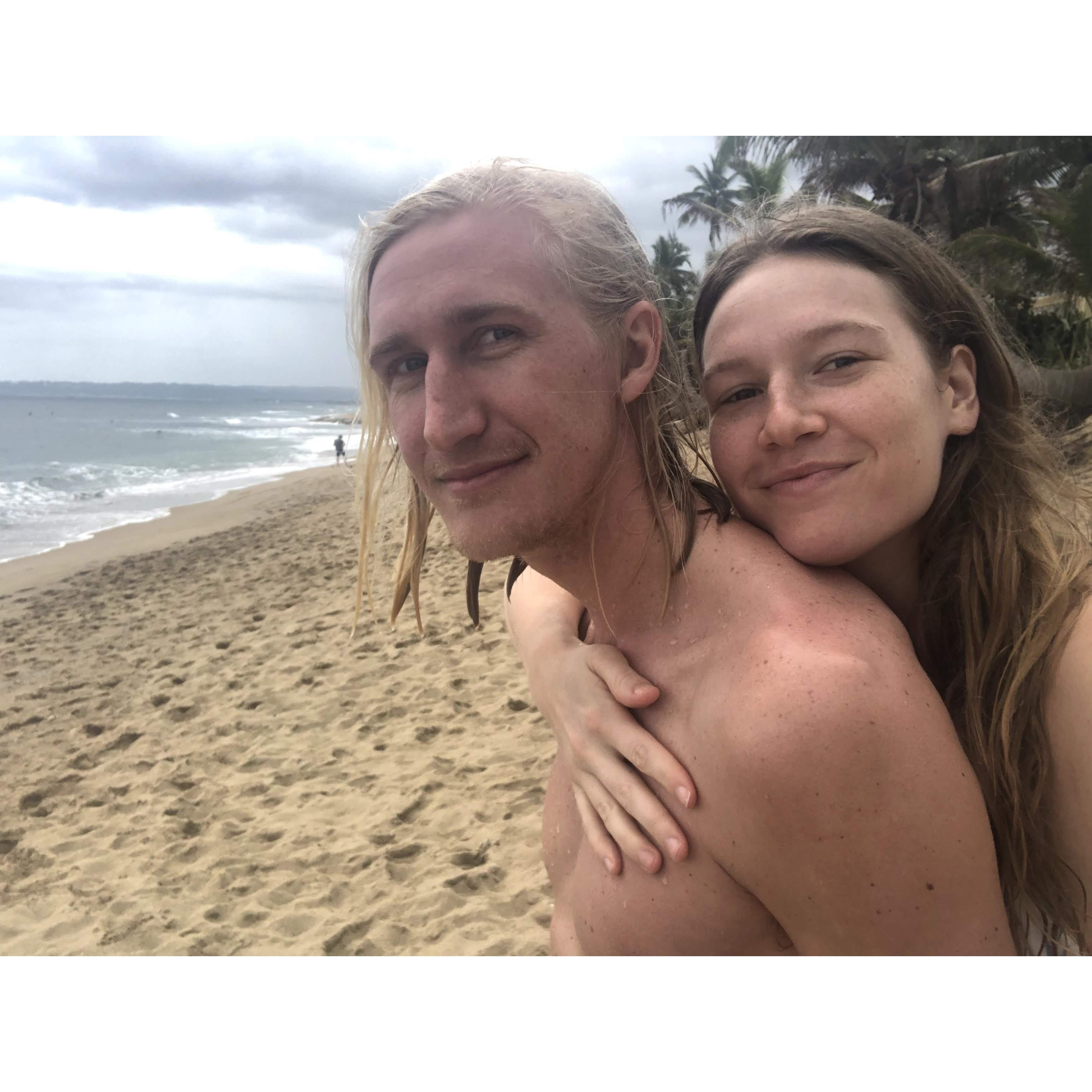 Us on a beach in Puerto Rico.