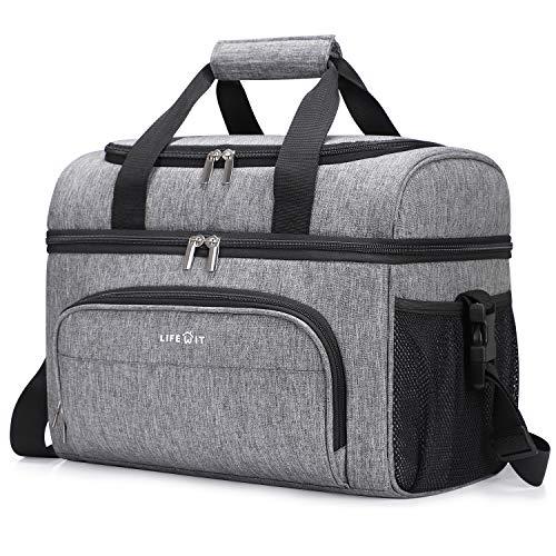 Lifewit Collapsible Cooler Bag 32-Can Insulated Leakproof Soft Cooler Portable Double Decker Cooler Tote for Beach/Picnic/Sports