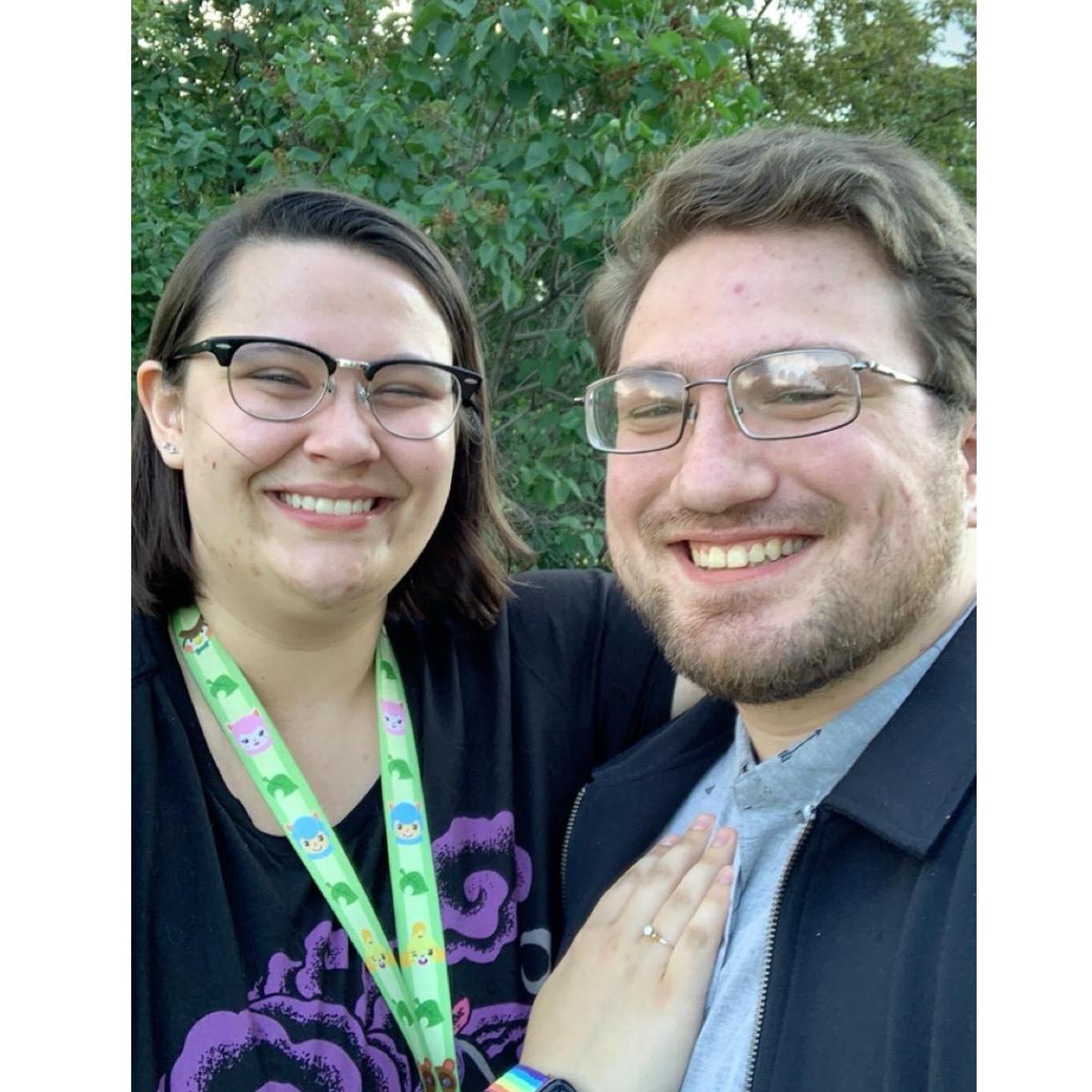 At the Duluth Rose Garden where Spencer proposed (Alex was happy crying)