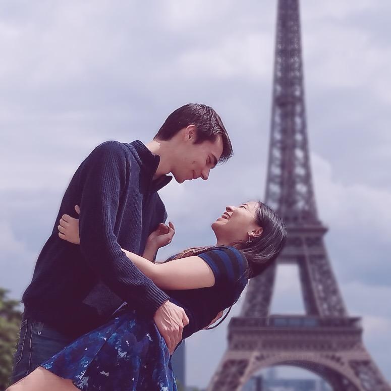 5/25/19 - We talked about paying someone to take pictures of us in front of the Eifel Tower, but we decided to use Luke's backpack to prop up his phone on timer mode instead