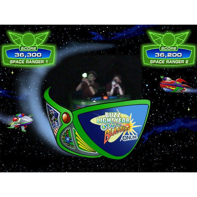 Tim beating me at the Buzz Lightyear ride (as always)