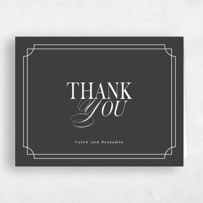 Dark Charcoal, Grey Wedding Thank You - Cato Landscape