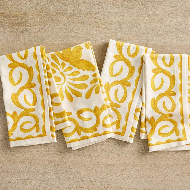 Puebla Organic Cotton Napkin, Set of 4, 20" - Yellow