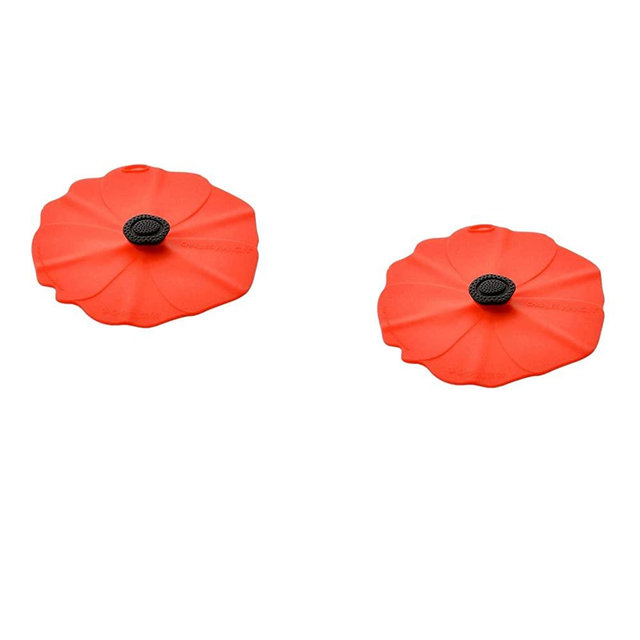 Charles Viancin - Set of 2 Poppy 4” Silicone Drink Covers - Airtight Seal on Any Smooth-Rimmed Glass, Keep Drinks Cool or Hot, Protect from Winged Pests - BPA-Free - Oven, Freezer, Dishwasher Safe