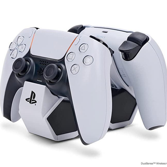 PowerA Twin Charging Station for Dualsense Wireless Controllers, Dualsense Controller Charging, Charge, Sony PlayStation, PS5, Officially Licensed - PlayStation 5
