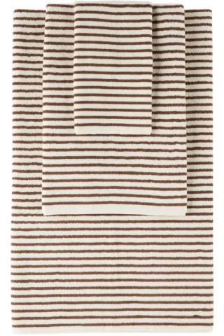 Tekla Off-White & Brown Organic Three-Piece Towel Set