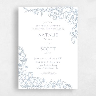 Powder Blue Wedding Invitation - Armoise Portrait