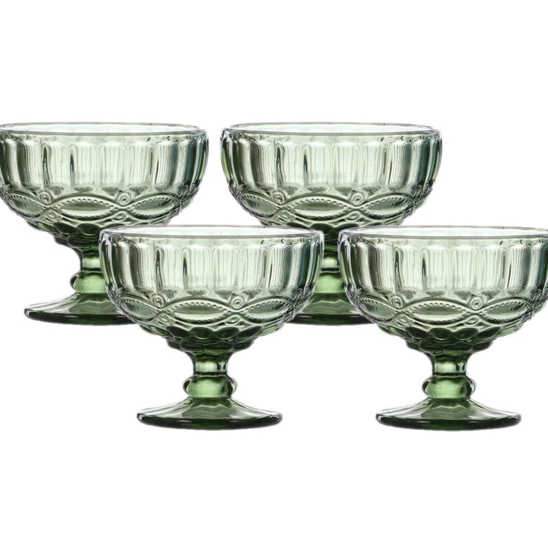 Green Vintage Dessert Bowls - Set of 4