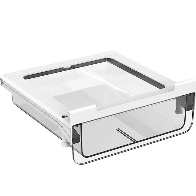vacane Refrigerator Organizer Drawer, Clear Under Shelf Drawer,Pantry Drawer Under Cabinet Shelf Hanging Storage, Pull Out Fridge Bins Organizer