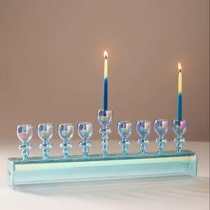 Iridescent Glass Menorah